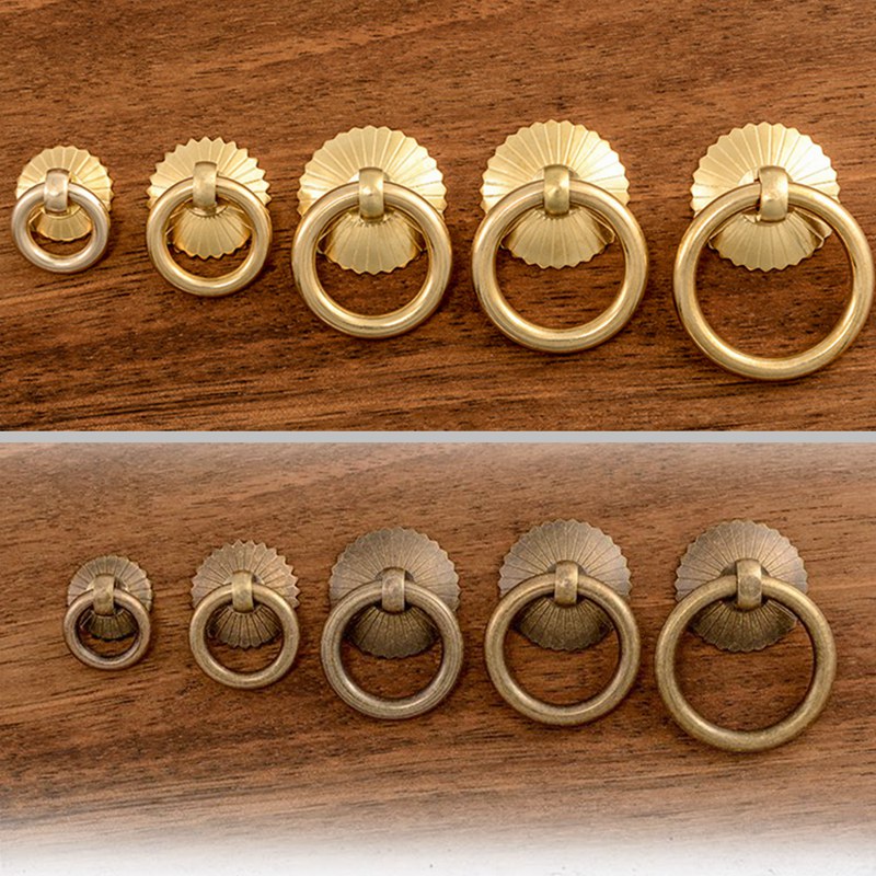 Furniture Hardware Pulls - Vintage Brass Cabinet Ring Knobs Pulls