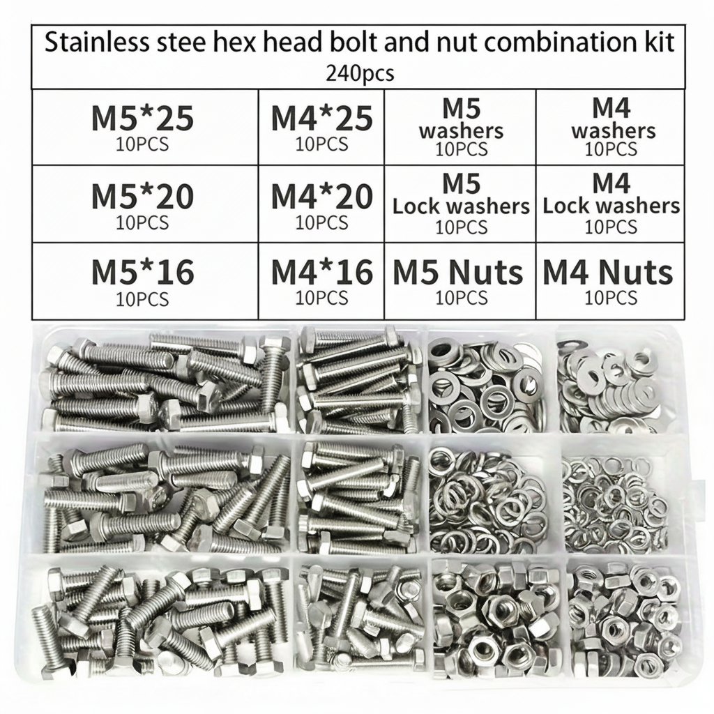 Furniture And Hardware - 240Pcs Stainless Steel Hex Bolt and