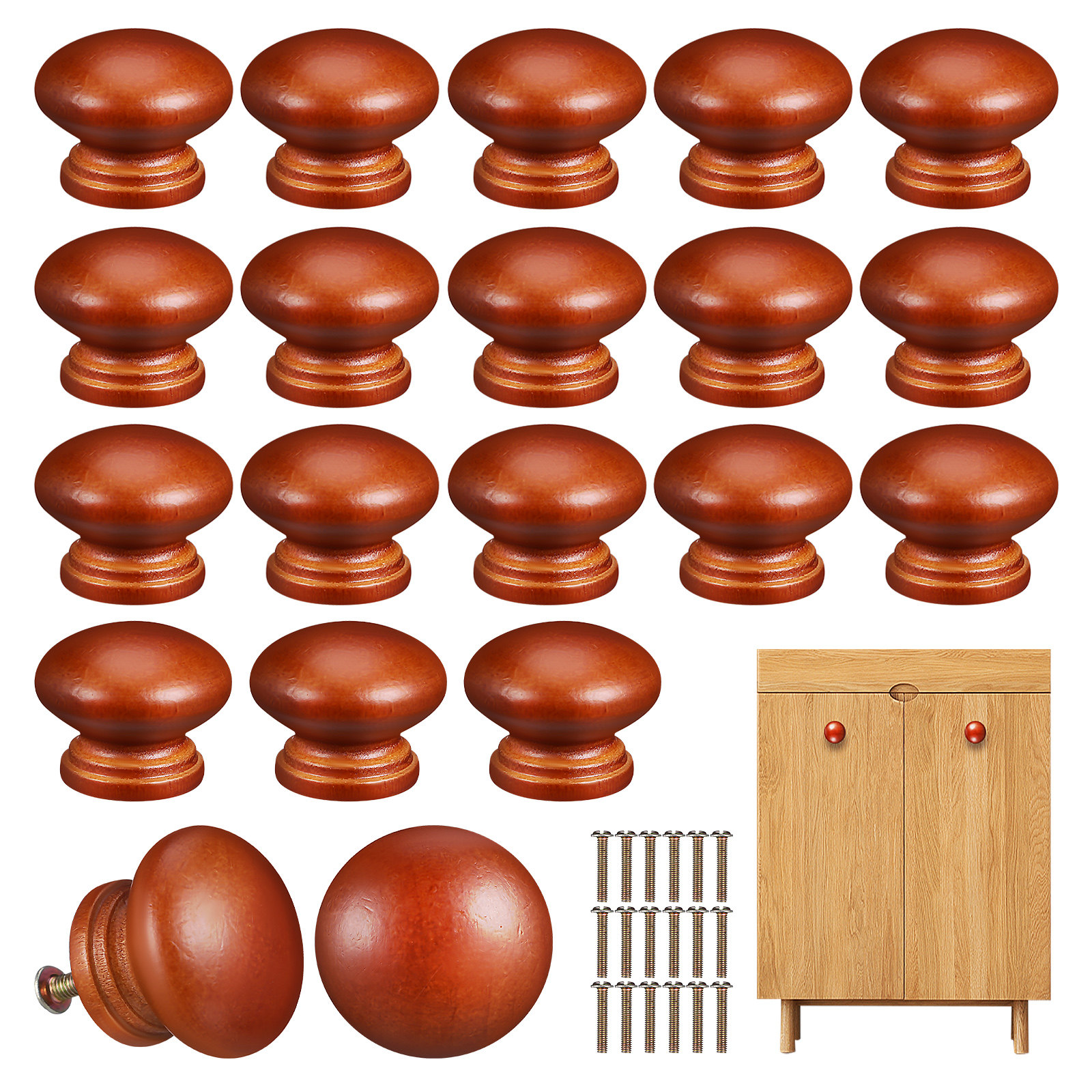 20Pcs Solid Wood Knobs Polishe - Furniture Hardware Pulls reseña y precio