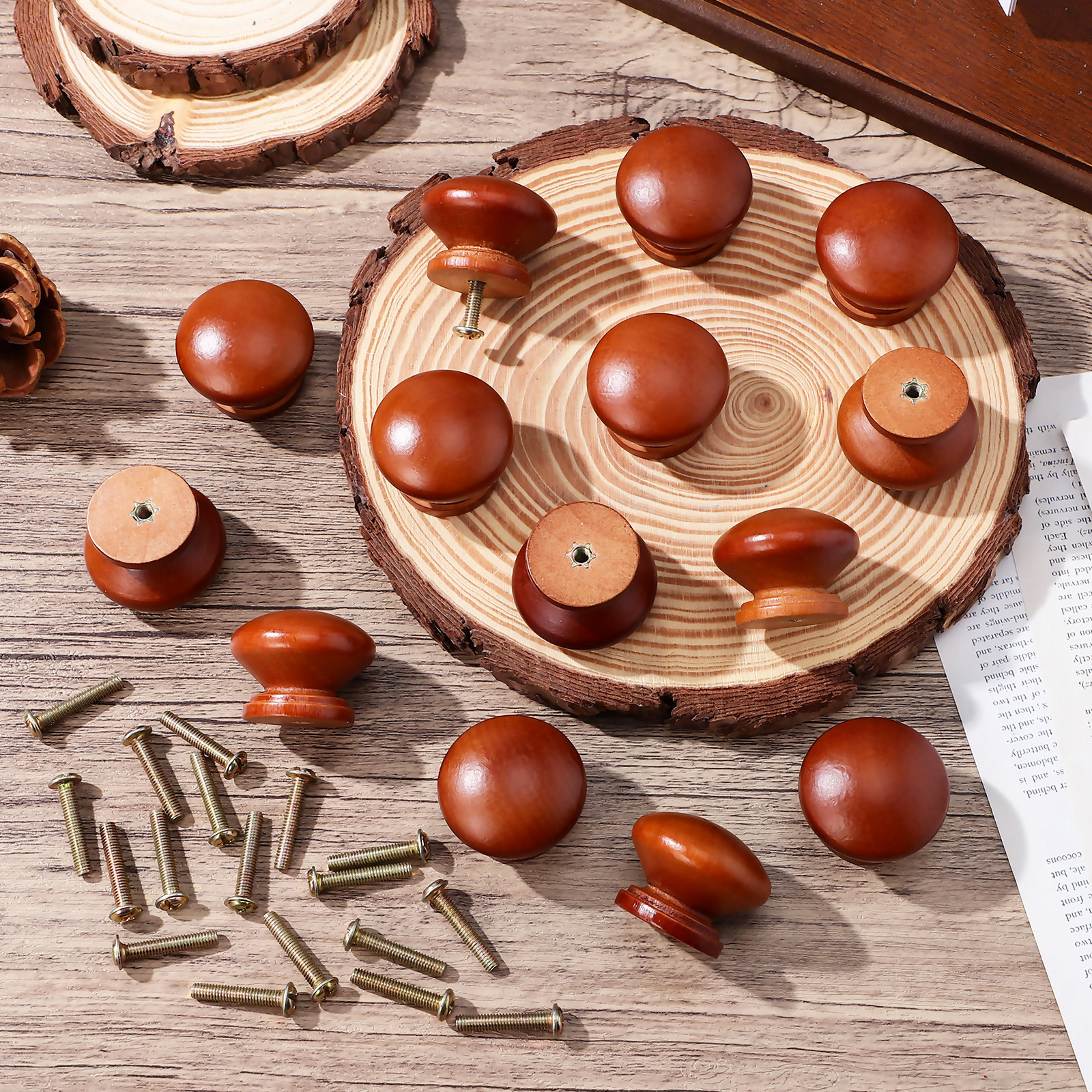 20Pcs Solid Wood Knobs Polishe - Furniture Hardware Pulls reseña y precio